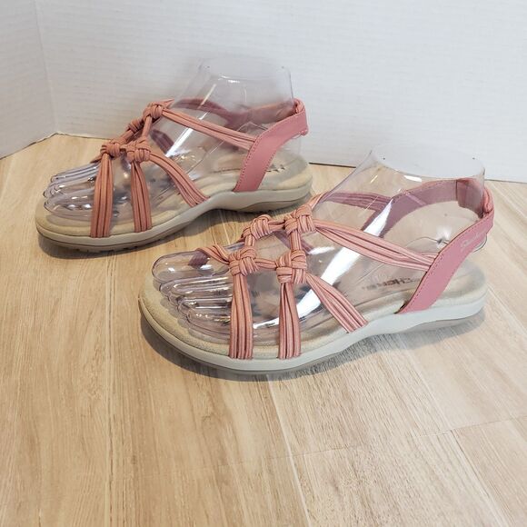 Skechers Reggae Slim Pink Sandals Women’s Size 5 Memory Foam Crisscross Stretch - Picture 4 of 7